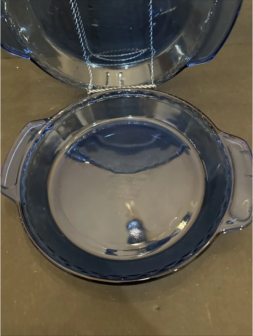 Pair Of Anchor Hocking Ovenware Cobalt Blue Glass Pie Plate 1 Qt. Baking Dishes